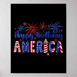 Grattis på födelsedagen Amerikanska fyrverkeriarbe Poster