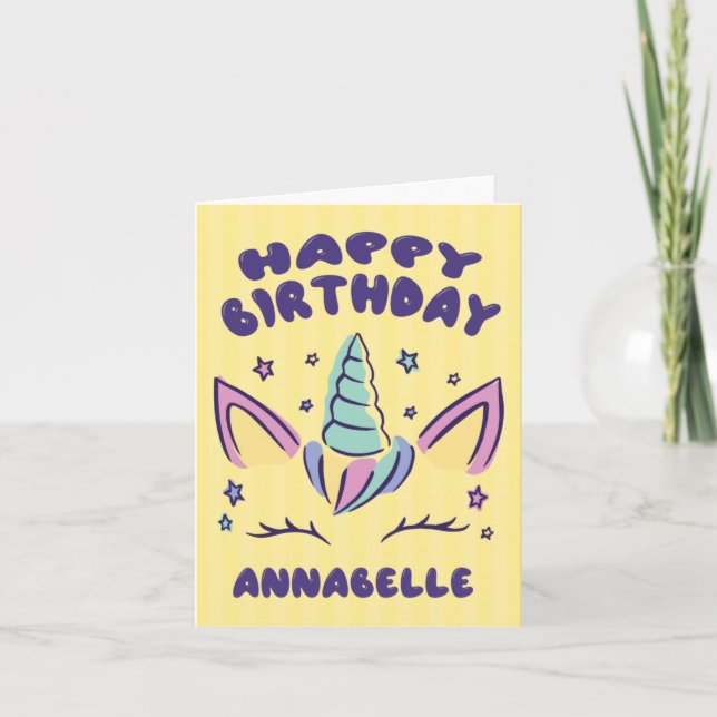 Grattis på födelsedagen Annabelle | Unicorn Birday Kort (Framsida)