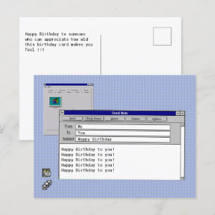 Grattis på födelsedagen Anpassad Windows 95 datort Vykort