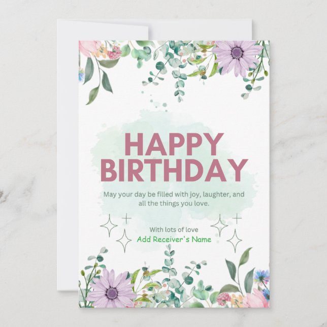 Grattis på födelsedagen Anpassade Digital Greeting Julkort (Framsida)