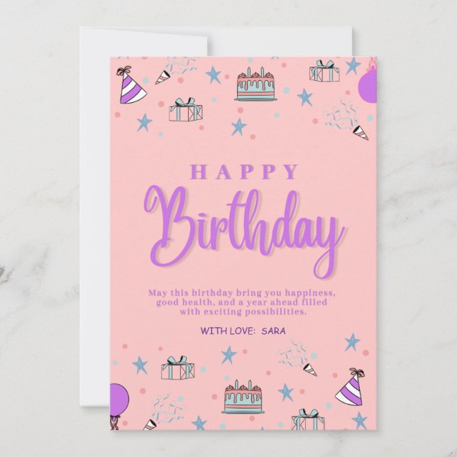 Grattis på födelsedagen Anpassade Digital Hälsning Julkort (Framsida)