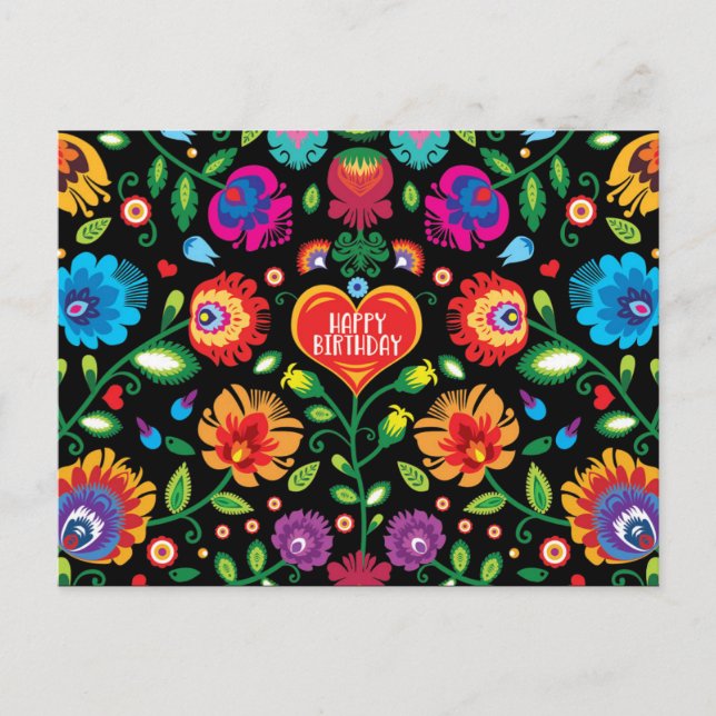 😍 Grattis på födelsedagen anpassade folklore-vyko Vykort (Framsida)