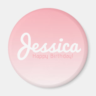 Grattis på födelsedagen, Anpassadet Namn   Ro Rosa Magnet