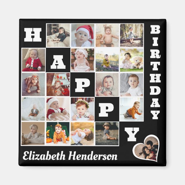 Grattis på födelsedagen Anpassningsbar 21 Photo Co Magnet (Framsidan)