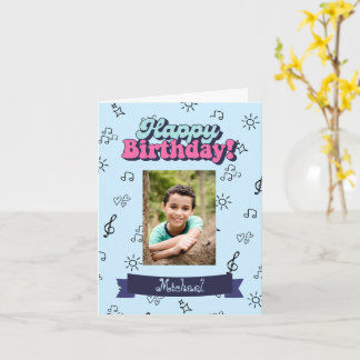 Grattis på födelsedagen Anpassningsbar Blue Photo Kort