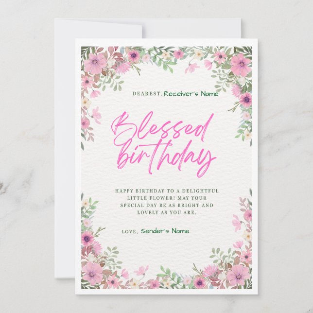 Grattis på födelsedagen Anpassningsbar Digital Blo Julkort (Framsida)