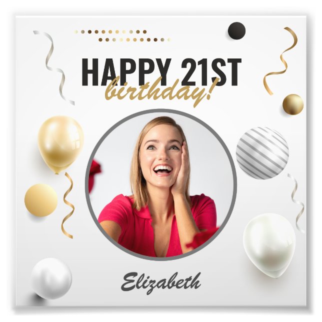 Grattis på födelsedagen Anpassningsbar Modern Phot Fototryck (Framsidan)