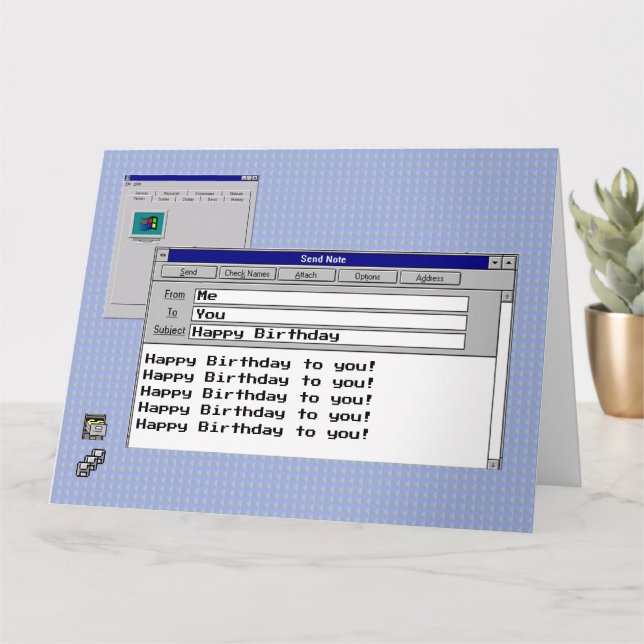 Grattis på födelsedagen Anpassningsbar Text Window Kort (Liten växt)