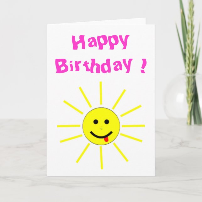 "GRATTIS PÅ FÖDELSEDAGEN ANSIKTE SUNSHINE KORT (Framsida)