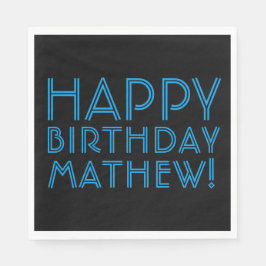 Grattis på födelsedagen (ANY NAMN) | Blått och sva Pappersservett