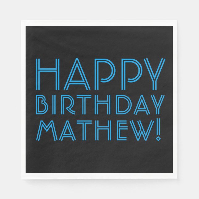 Grattis på födelsedagen (ANY NAMN) | Blått och sva Pappersservett (Framsidan)