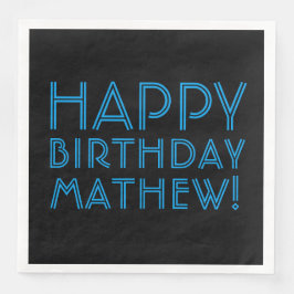 Grattis på födelsedagen (ANY NAMN) | Blått och sva Pappersservett