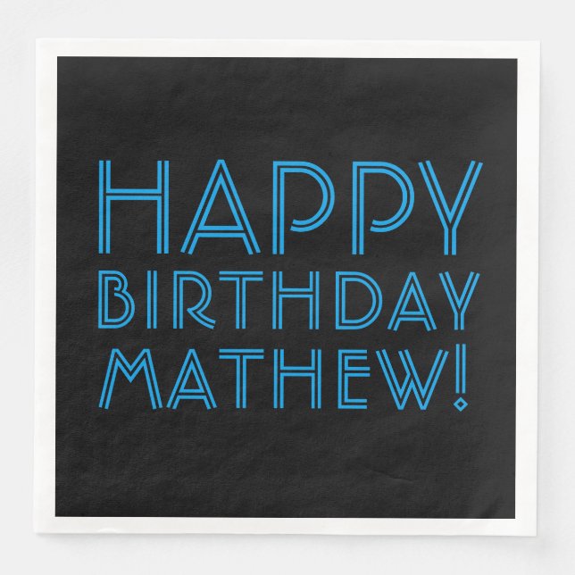 Grattis på födelsedagen (ANY NAMN) | Blått och sva Pappersservett (Framsida)