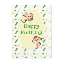 Grattis på födelsedagen Apa Tropisk blad Banan ska