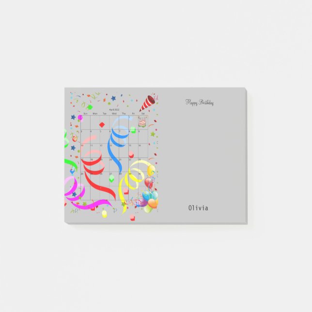 Grattis på födelsedagen april 2022 post-it block (Framsida)