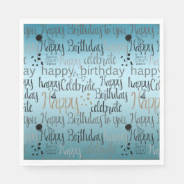 Grattis på födelsedagen Aqua Ombre Pappersservett