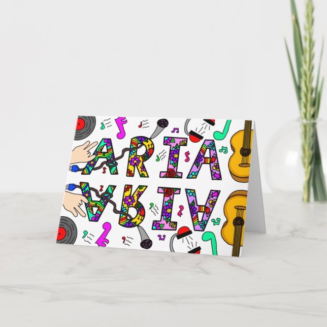 Grattis på födelsedagen Aria, flickans namn vismis Kort (Framsida)