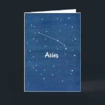 Grattis på födelsedagen Aries Friend Kort<br><div class="desc">Ett hälsningskort "Grattis på födelsedagen" med konstellationen Aries på natten himmel med indigo vattenfärg tvättar bakgrund. Fin födelsedagshälsning till en Aries vän. Du hittar de andra stjärntecknen på en rad olika artiklar i min butik.</div>