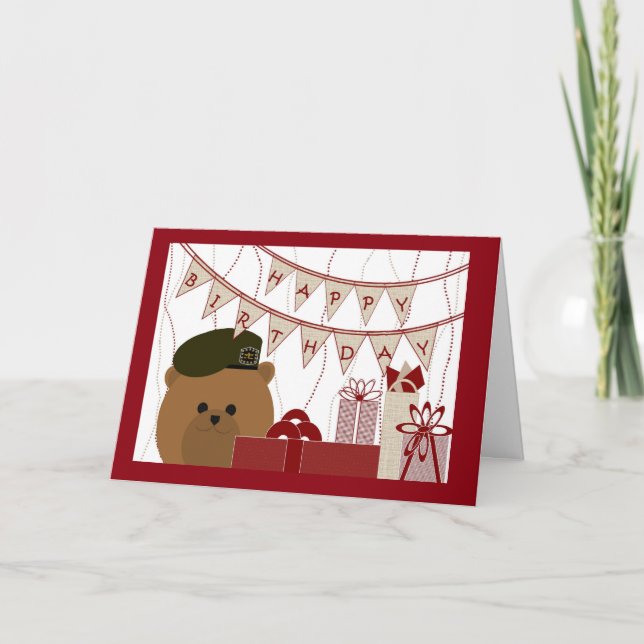 Grattis på födelsedagen, arméns Grönt Beret Soldat Kort (Framsida)