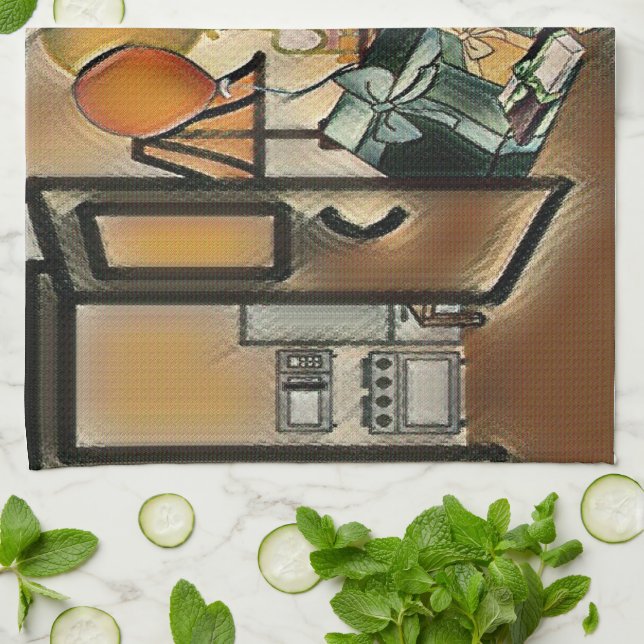 Grattis på födelsedagen Art Kökshandduk (Vikta)