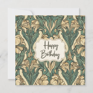 Grattis på födelsedagen Art nouveau Blommigt Abstr Kort