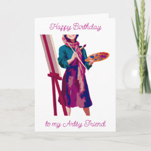 Grattis på födelsedagen Artsy Woman-målning Kort