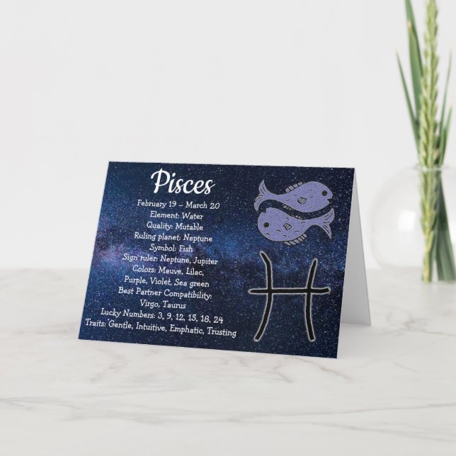 Grattis på födelsedagen astrologiska Pisces Kort (Framsida)
