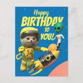 Grattis på födelsedagen Astronaut och Alien rolig Vykort