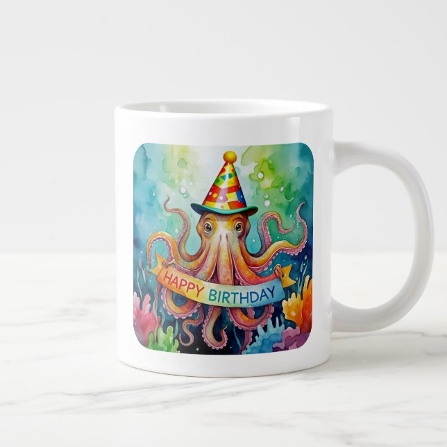 Grattis på födelsedagen Åttaarmad partyhatt Vatten Jumbo Mugg (Höger)