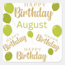 Grattis på födelsedagen August Birthdays Sticker