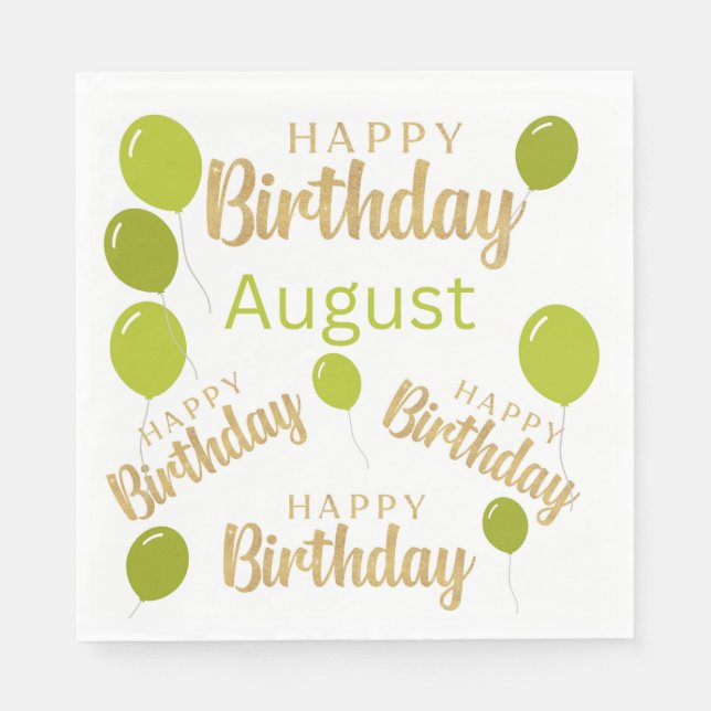 Grattis på födelsedagen August födelsedagar Papper Pappersservett (Framsidan)