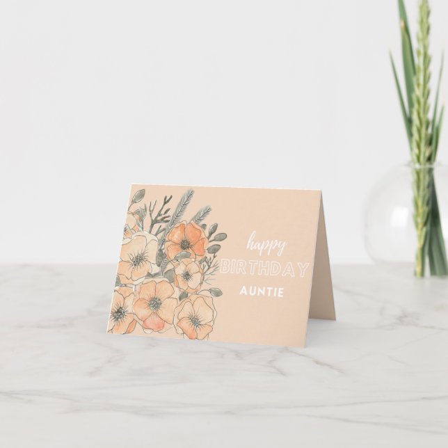 Grattis på födelsedagen Auntie - Flower illustrati Kort (Framsida)