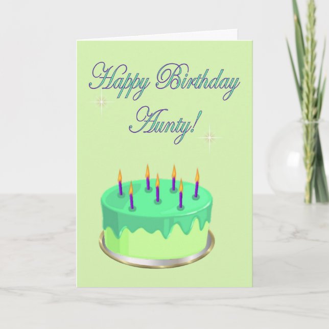 Grattis på födelsedagen Aunty Birthday tårta önske Kort (Framsida)