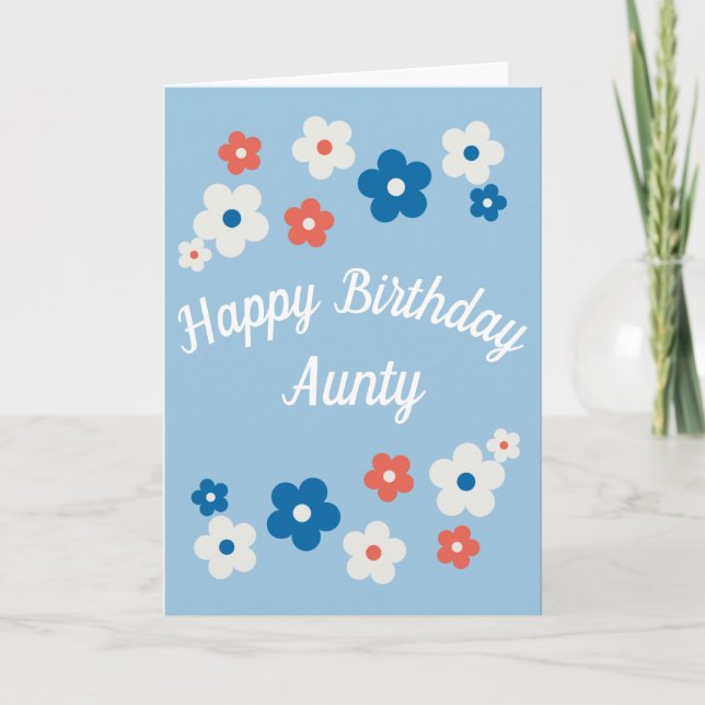 Grattis på födelsedagen Aunty-Söt Blommigt Birday  Kort (Framsida)