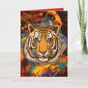 Grattis på födelsedagen avfyrar tigern kort