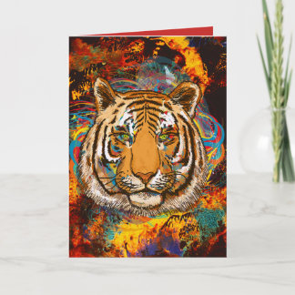 Grattis på födelsedagen avfyrar tigern kort