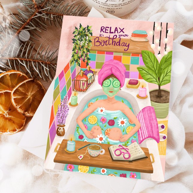 Grattis på födelsedagen Avslappnad Kvinna Blommor  Kort (Skapare uppladdad)