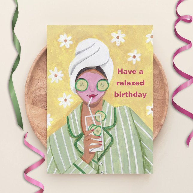 Grattis på födelsedagen avslappnad välkomstkort fö tack kort (Have a Relaxed Woman Birthday Greeting Card)