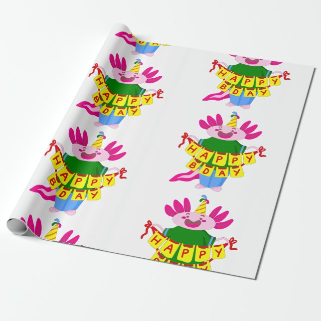 grattis på födelsedagen Axolotl Presentpapper (Utrullad)