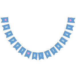 Grattis på födelsedagen Baby blue Vita Polka dots Vimplar