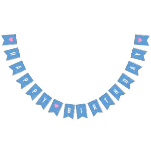Grattis på födelsedagen Baby blue Vita Polka dots Vimplar