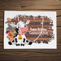 Grattis på födelsedagen Baby Cow Rustic Large Gift