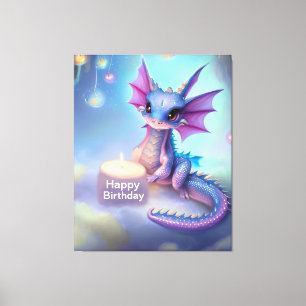 Grattis på födelsedagen Baby Dragon Canvastryck
