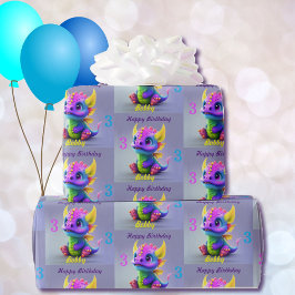 Grattis på födelsedagen Baby-draken Lägg till Namn Presentpapper
