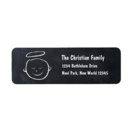 Grattis på födelsedagen Baby Jesus - Chalkboard Ch Returadress Etikett