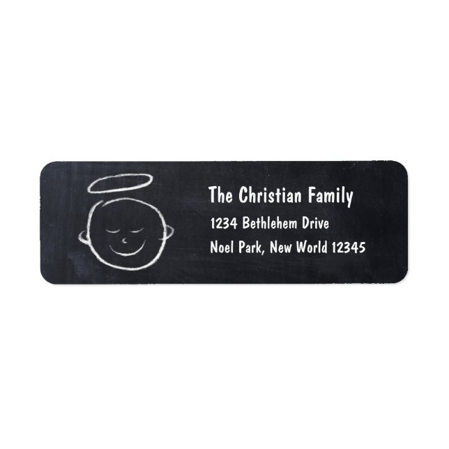 Grattis på födelsedagen Baby Jesus - Chalkboard Ch Returadress Etikett (Framsidan)