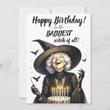Grattis på födelsedagen BADDEST Witch! Platt Helgd