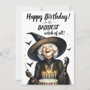 Grattis på födelsedagen BADDEST Witch! Platt Helgd Julkort