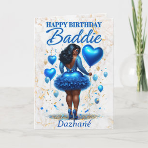 Grattis på födelsedagen Baddie Sparkling Blue Glam Kort