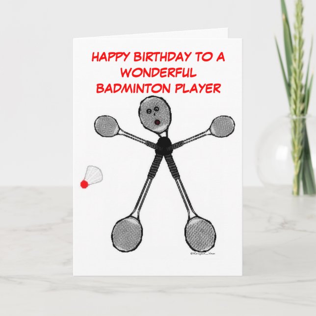 Grattis på födelsedagen Badminton Player Kort (Framsida)